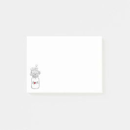 Rustikale Mason Jar Red Heart Liebe Blume Post-it Klebezettel
