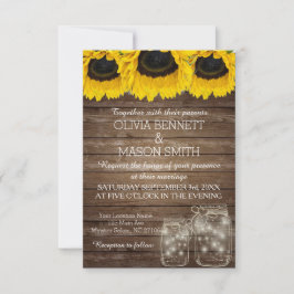 Rustikale Mason Jar Sonnenblume Hochzeitskarte Einladung