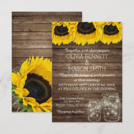 Rustikale Mason Jar Sonnenblume Hochzeitskarte Einladung