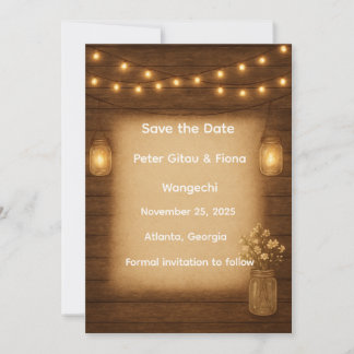 Rustikale Mason Jar String Lights Save the Date Ca