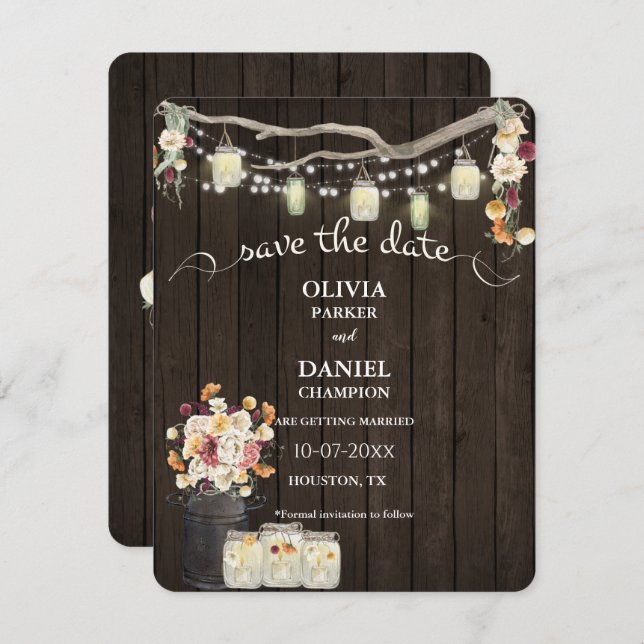 Rustikale Mason Jar String Lights Wasserfarben Blu (Vorne/Hinten)