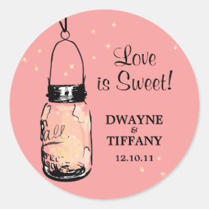 Rustikale Mason Jar und Fireflies Runder Aufkleber