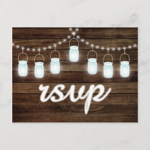 Rustikale Mason Jars String Lights UAWG Einladungspostkarte