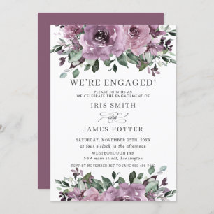 Rustikale Mauve Lila Plum Floral Engagement Party Einladung