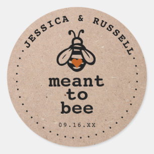 Rustikale Meant To Bee Hochzeit Runder Aufkleber