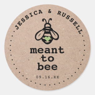 Rustikale Meant To Bee Hochzeit Runder Aufkleber
