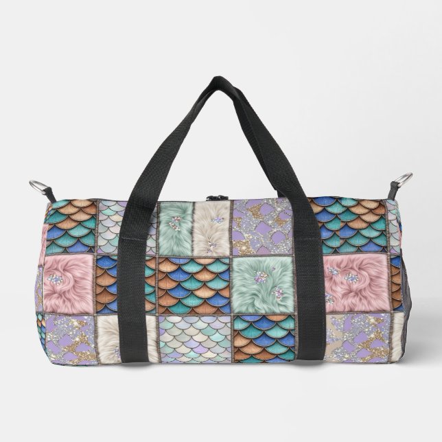 Rustikale Meerjungfrau-Fairy-Tale-Faux-Patchwork-M Duffle Bag (Vorderseite)