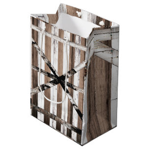 Rustikale Mehrfach-Holz-Weiß- und Braune Scheunent Mittlere Geschenktüte