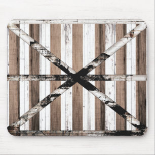 Rustikale Mehrfach-Holz-Weiß- und Braune-Scheunent Mousepad