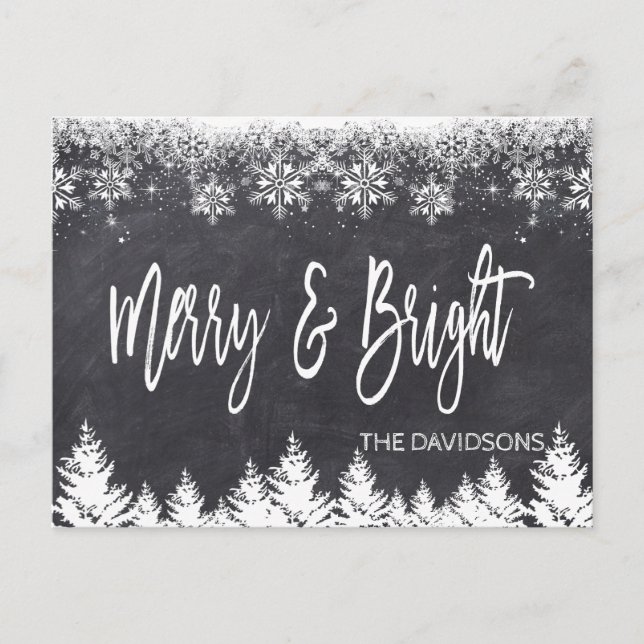 Rustikale Merry- und Bright-Karton-Typografie Ankündigungspostkarte (Vorderseite)