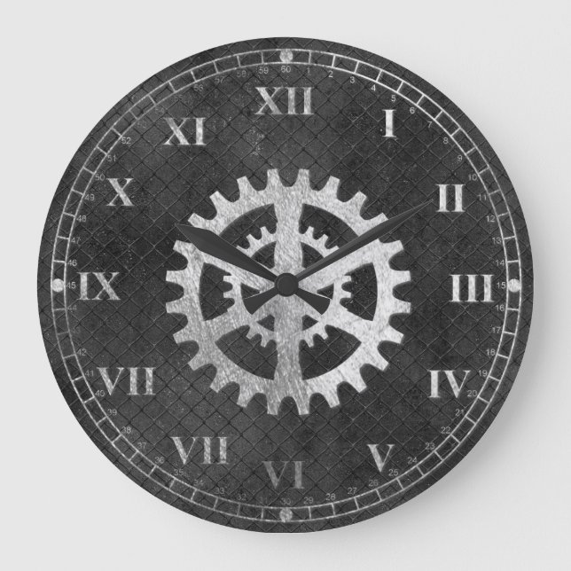Rustikale metallische schauende Gang-Wanduhr Große Wanduhr (Vorderseite)
