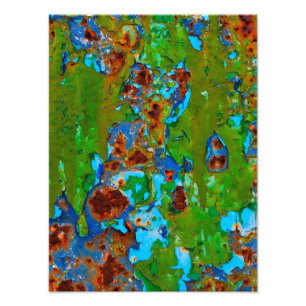Rustikale Metalloberfläche mit abblätternder Farbe Fotodruck