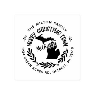 rustikale michigan fröhliche christliche Rücksende Gummistempel