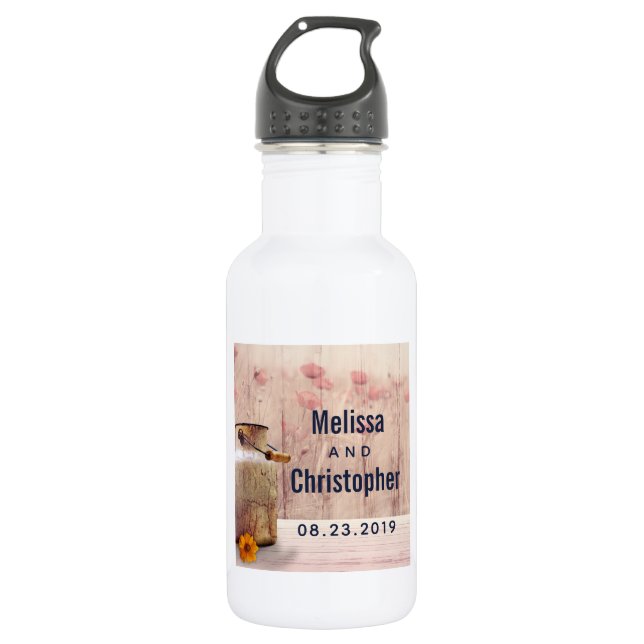 Rustikale Milch kann Hochzeit Edelstahlflasche (Vorderseite)