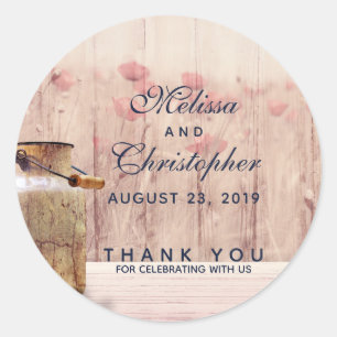 Rustikale Milch kann Hochzeit Land danke Runder Aufkleber