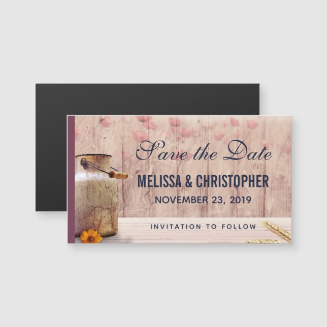 Rustikale Milch kann Save the Date Hochzeit auf de Magnetkarte (Vorne/Hinten)