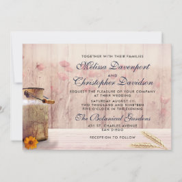 Rustikale Milchdose mit Weizen und Blume Hochzeit Einladung