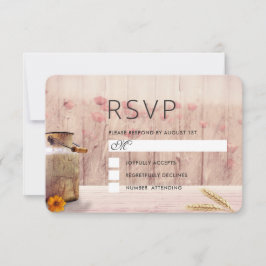 Rustikale Milchdose mit Weizen und Blume Hochzeit RSVP Karte