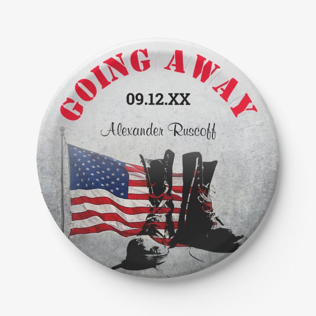 Rustikale Militärische Feier Pappteller (Vorderseite)