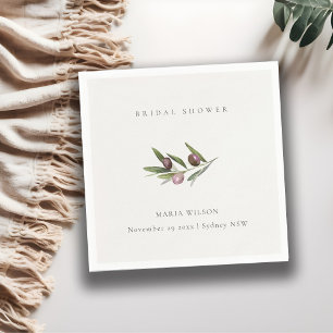 Rustikale Minimal Olivenzweig Foliage Brautparty Serviette
