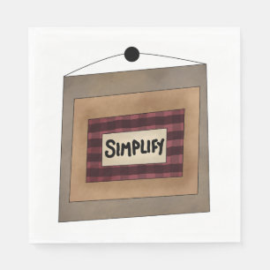 Rustikale Minimalist Simplify Wortkunst-Schilder Serviette
