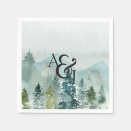Rustikale Minimalistische Aquarellkiefern Personal Serviette