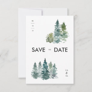 Rustikale Minimalistische Aquarellkiefern Save the Date