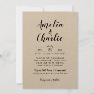 Rustikale Minimalistische Einladung zur Hochzeit