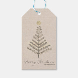 Rustikale Minimalistische Handgezeichnete Bäume We Geschenkanhänger