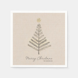 Rustikale Minimalistische Handgezeichnete Bäume We Serviette