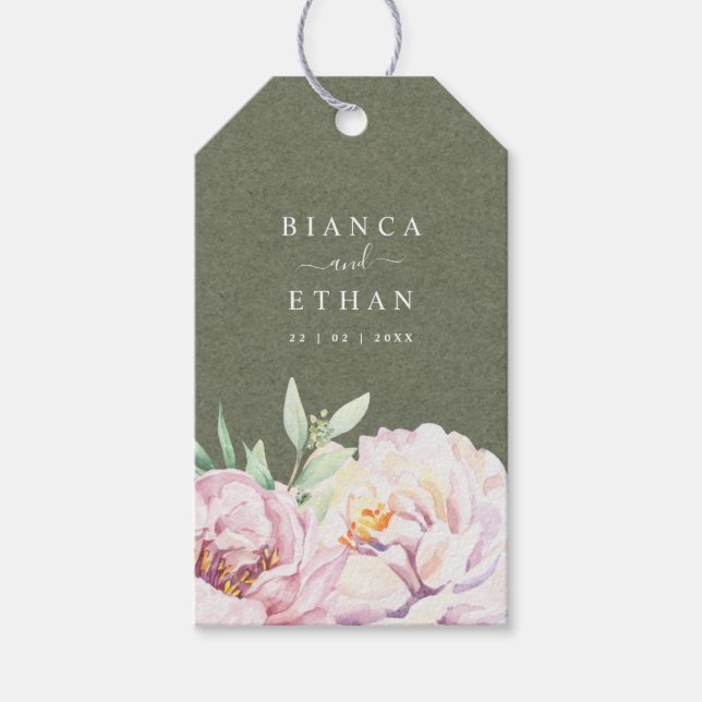 Rustikale Minimalistische Personalisierte Hochzeit Geschenkanhänger (Vorderseite)