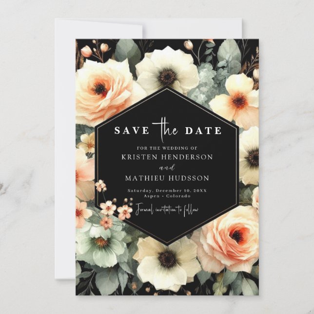 Rustikale Minimalpfirsichhochzeit Save The Date (Vorderseite)