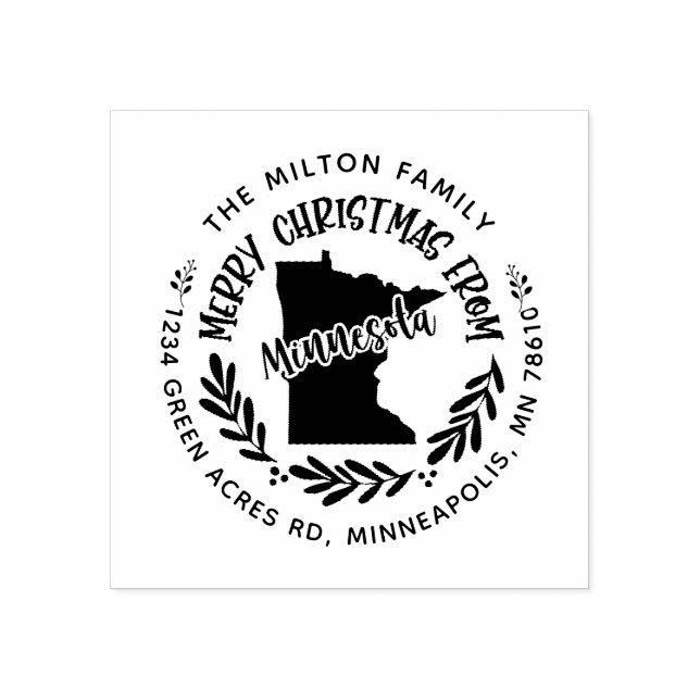 rustikale Minnesota fröhliche Weihnachtsfeier Rück Gummistempel (Prägung)