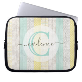 Rustikale Minze & Yellow Boho Geo Moderne Personal Laptopschutzhülle