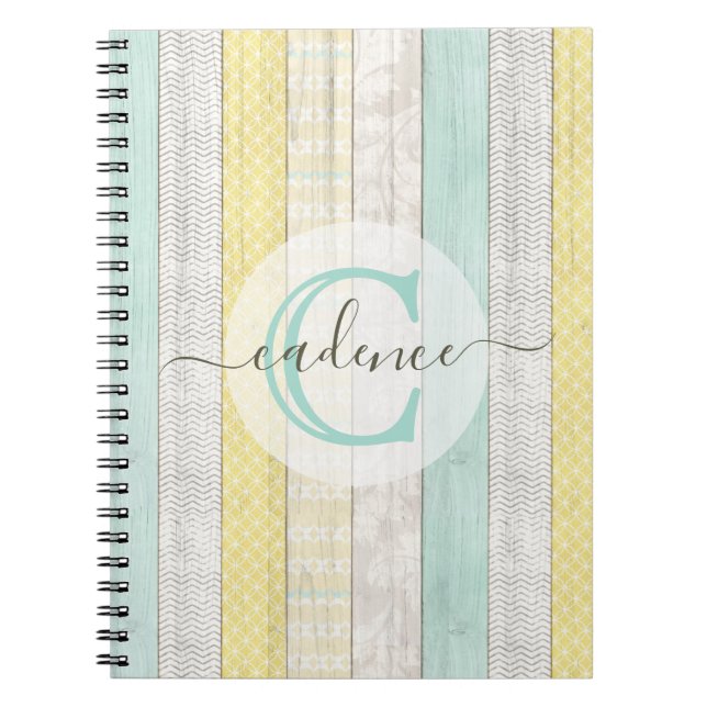 Rustikale Minze & Yellow Boho Geo Moderne Personal Notizblock (Vorderseite)