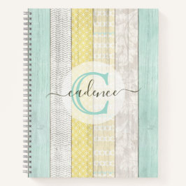 Rustikale Minze & Yellow Boho Geo Moderne Personal Notizbuch