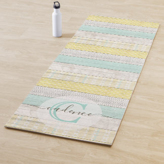 Rustikale Minze & Yellow Boho Geo Moderne Personal Yogamatte