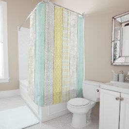Rustikale Minze & Yellow Boho Geometric Moderne Hü Duschvorhang