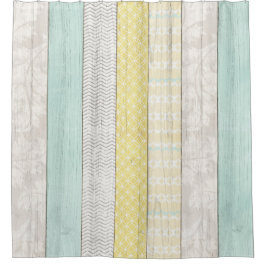 Rustikale Minze & Yellow Boho Geometric Moderne Hü Duschvorhang