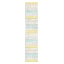 Rustikale Minze & Yellow Boho Geometric Moderne Hü Kurzer Tischläufer