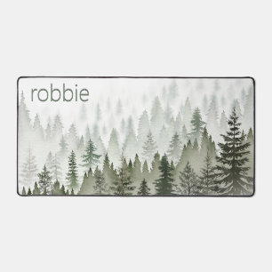 Rustikale Misty Forest Green & White Monogram Schreibtischunterlage