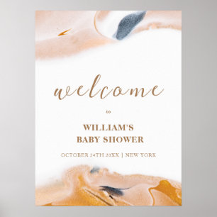 Rustikale moderne abstrakte Babyshower Begrüßung  Poster