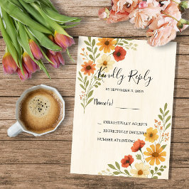 Rustikale moderne Aquarellfarben Blume Hochzeit RS Einladung