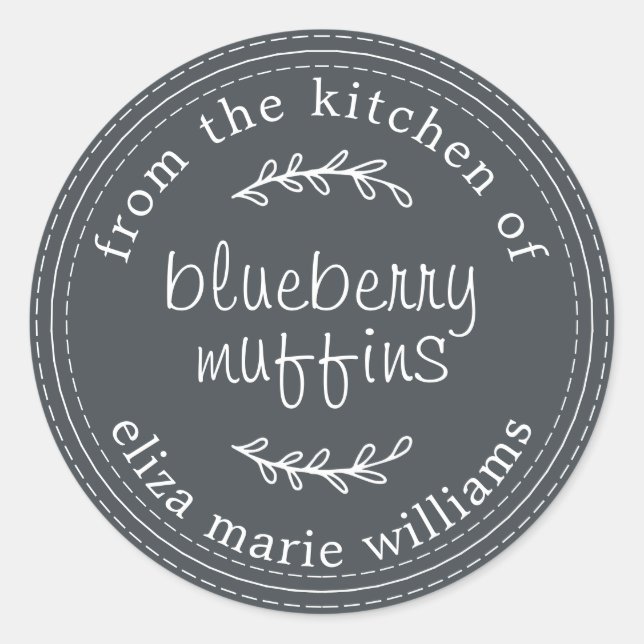 Rustikale moderne Backwaren Blueberry Muffins Blac Runder Aufkleber (Vorderseite)
