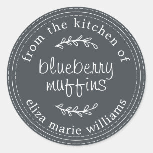 Rustikale moderne Backwaren Blueberry Muffins Blac Runder Aufkleber