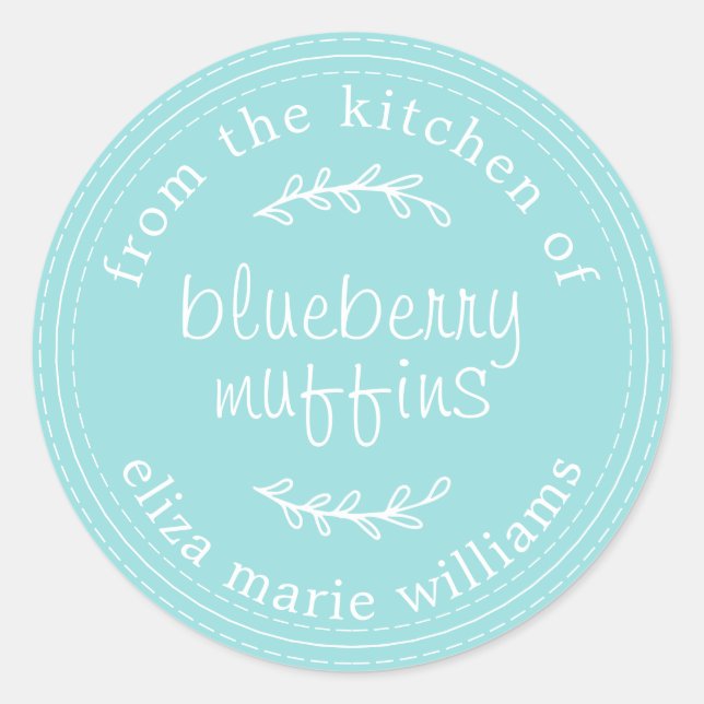 Rustikale moderne Backwaren Blueberry Muffins Blue Runder Aufkleber (Vorderseite)