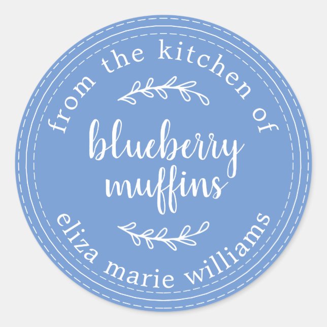 Rustikale moderne Backwaren Blueberry Muffins Blue Runder Aufkleber (Vorderseite)