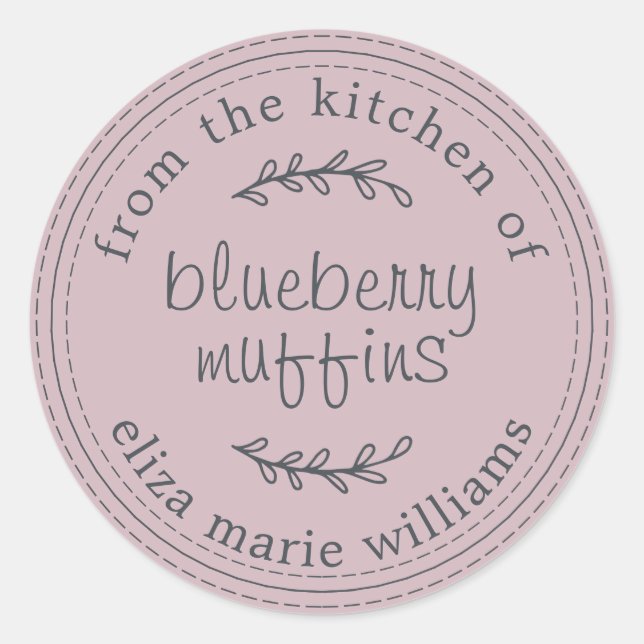 Rustikale, moderne Backwaren Blueberry Muffins Lil Runder Aufkleber (Vorderseite)