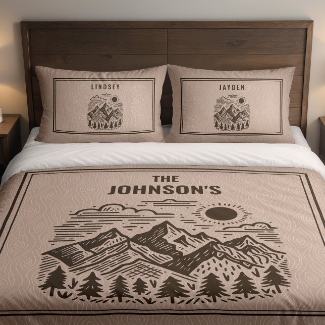 Rustikale moderne Berg-Anpassung Kissenbezug (Custom set of 2 Pillow shams with rustic mountains pair great with duvet cover sold separately )