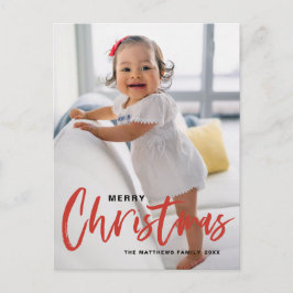 Rustikale moderne Calligrafie Roter Frohe Weihnach Feiertagspostkarte